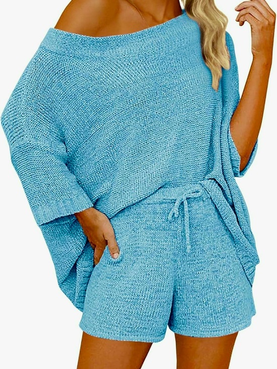 SHEIN Sweaters - Teal Blue Knit Short Set